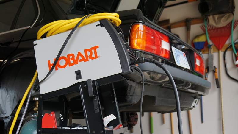 The new MIG welder, locked and loaded.